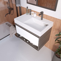 Madera Раковина над стиральной машиной Vega 80 R белая – фотография-7